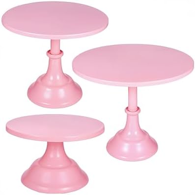 3Pcs Metal Cake Stand Set 8/10/12 Inch Pink Dessert Display Stand by CBBZJY