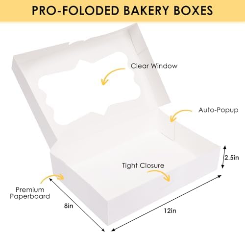 Moretoes 48pcs Cookie Boxes with 3 Style Window, 12x8x2.5In Bakery Boxes - Image 4