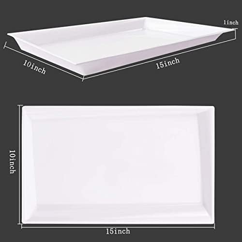 Supernal 12 Pack White Plastic Serving Trays and Platters for Wedding - Image 2