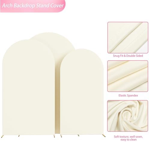 Wokceer Arch Backdrop Cover 8FT,7.2FT,6.6FT Ivory Arch Covers Stretchy - Image 5