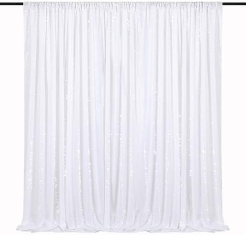 White Sequin Backdrop Curtain 7ft x 7ft Party Backdrop for Party Wedding by QueenDream