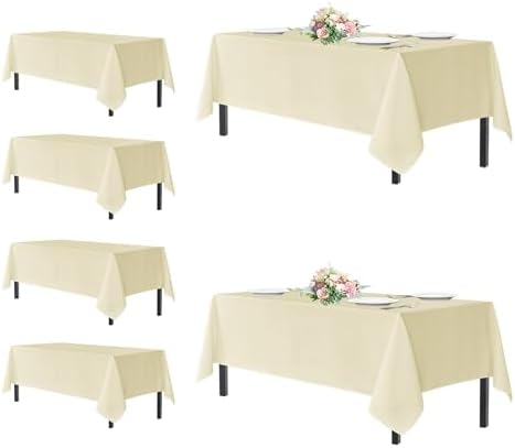 sancua Beige Tablecloths Rectangle, 6 Pack Table Cloth for 6 Foot Tables by sancua