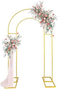 7.2FT Gold Double Arch Backdrop Stand, U-Shaped Metal Wedding Arch Frame with Open Back Design for Ceremony Baby Shower Birthday Party Garden Photo Backdrops Decorations by WORFEI