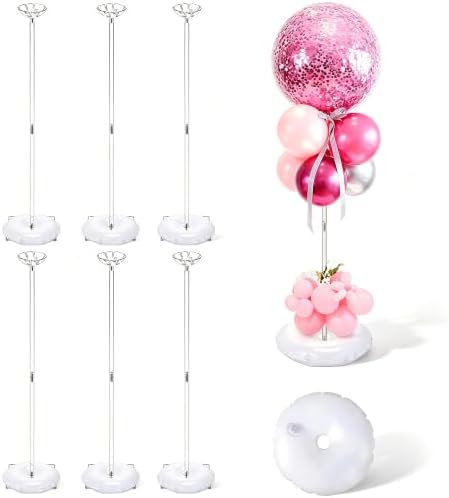 Aneco 6 Pieces Clear Acrylic Balloon Stand Set 23.6 Inches Height Balloon Centerpieces Stand with 6 Water Bags for Table Top Birthday Wedding Party Event Decoration (Balloons Not Included) by Aneco