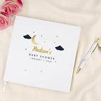 Andaz Press Personalized Baby Shower Guestbook with Gold Accents, Twinkle Little Star Custom Name, Date, White Guest Sign in Registry 120 Pages 8.5 X 8.5 Memories Book for DIY, Scrapbook, Photo Album - Image 2