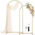 Gold Wedding Arch Backdrop Stand Set of 2, 7.2FT & 6FT Metal Arch Backdrop by RAMZI