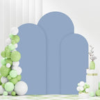 FANPROMS Set of 3 Wedding Arch Cover 6FT 6.6FT 7.2FT Dusty Blue Round Top Spandex Arch Stand Cover Fitted Fabric Balloon Arched Covers for Birthday Party Stretchy Arch Covers Decoration - Image 4