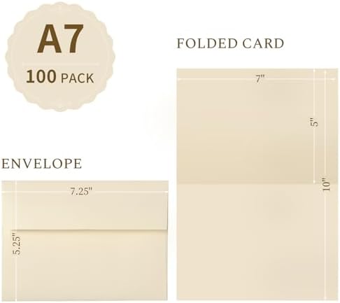 100 Pack Goefun Cream Blank Cards and Envelopes 5x7 - Image 2