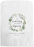 Canopy Street Personalized Greenery Wreath Treat Bags / 50 Custom Event Dessert Bags / 5 3/4" x 8" Watercolor Floral Cookie Holder Wedding Anniversary Favor/Made In The USA by CanopyStreet