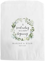 Canopy Street Personalized Greenery Wreath Treat Bags / 50 Custom Event Dessert Bags / 5 3/4" x 8" Watercolor Floral Cookie Holder Wedding Anniversary Favor/Made In The USA by CanopyStreet