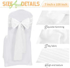 120 PCS White Satin Chair Sashes, 7 x 108 Inch - Image 3