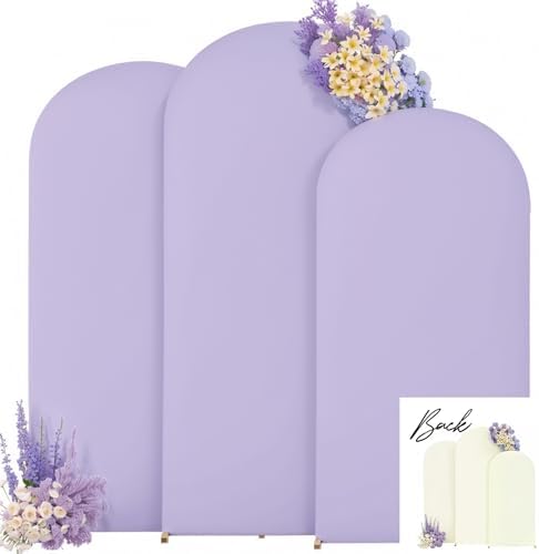 Beige Purple Arch Backdrop Cover Set of 3 6FT 6.6FT 7.2FT Spandex Photo Wedding Arch Covers Stretchy Backdrop Baby Shower Birthday Party Lilac Lavender Arch Stand Cover Bridal Shower Decoration - Image 7