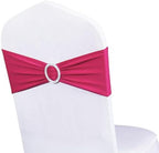 Pack of 50 Spandex Fuchsia Chair Sashes Bows Chair Bands Silver Buckles - Image 2