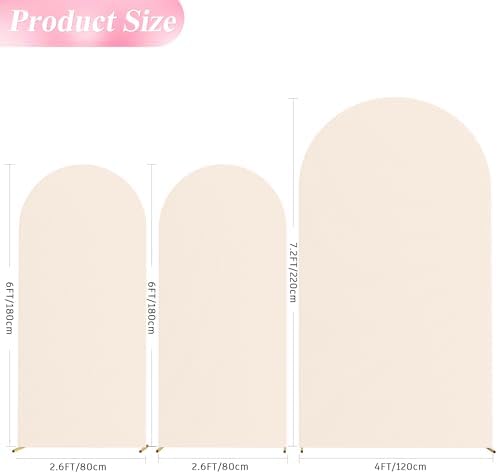 Wokceer Beige Arch Backdrop Cover, Arch Covers Stretchy Backdrop Set of 3 - Image 2