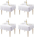 Wish Care 4 Pack White Spandex Tablecloths for 34x34 Inch Square Tables, Stretch Fitted Table Clothes with Pleated Ruffle Skirt for 34” Table, Wrinkle Free and Elastic, for Party Kitchen Home Dining by WishCare