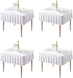 Wish Care 4 Pack White Spandex Tablecloths for 34x34 Inch Square Tables, Stretch Fitted Table Clothes with Pleated Ruffle Skirt for 34” Table, Wrinkle Free and Elastic, for Party Kitchen Home Dining by WishCare