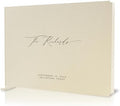 MUUJEE Personalized Guestbook in Cream - Premium Custom Modern Guest Book for Wedding Reception, Birthday Party or Events w/Bookmark Blank Pages for Signing, Extra Large 11.5 x 8.5 inches by MUUJEE