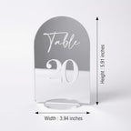 Acrylic Mirror Arch wedding table numbers 1-20 for Wedding and Events, Silver, 3.94 x 5.91 Inches, Set of 20 - Image 2