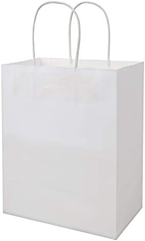 bagmad 100 Pack Multicolour Medium Gift Bags with Handles Bulk, 8x4.75x10 Inch White/Black/Green/Blue/Red Each 20pcs Kraft Birthday Party Favors Grocery Retail Shopping Craft Paper Bags (Multi Colored) - Image 3