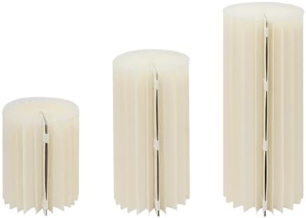 Cylinder Stands for Party, 3 Pack Paper Cylinder Pedestal Stand with Acrylic Disc, Foldable Round Columns and Pillars, White Cake Stands Flower Rack for Wedding Dessert Birthday Event Deco - Image 4