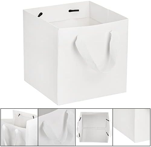 Yesland 30 Pack White Kraft Bags with Ribbon Handles, 3 Sizes Paper Gift Wrap and Shopping Bag, Reusable Square Large Retail Business Packaging Bags for Goodie Party Wedding Present(10'', 8'', 6'') - Image 4