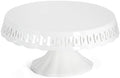 10" x 5.1" White Round Ceramic Cake Stand, Elegant Lace Cake Platter, Dessert Candy Fruit Cupcake Pie Stand, for Birthday Dinner Party Wedding Anniversary Baby Shower Engagement Christmas & Home Decor by fMBB