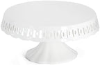 10" x 5.1" White Round Ceramic Cake Stand, Elegant Lace Cake Platter, Dessert Candy Fruit Cupcake Pie Stand, for Birthday Dinner Party Wedding Anniversary Baby Shower Engagement Christmas & Home Decor by fMBB