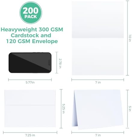 Ohuhu A7 5 x 7 Blank White Cards and Envelopes 200 Pack - Image 2