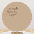 6.5x6.5ft We Can Bearly Wait Round Backdrop Cover Brown Cute Bear Circle Background Arch Stand Cover for Newborn Baby Shower Gender Reveal Pregnancy Party Banner Cake Table Decorations - Image 5