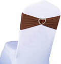 Brown Chair Sashes 50 Pack Spandex Brown Sashes for Chairs Covers Universal Stretch Chair Sashes Band with Heart Buckle Slider for Wedding Banquet Party Decorations by Unknown