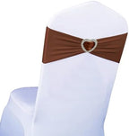 Brown Chair Sashes 50 Pack Spandex Brown Sashes for Chairs Covers Universal Stretch Chair Sashes Band with Heart Buckle Slider for Wedding Banquet Party Decorations by Unknown