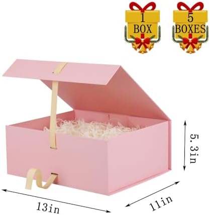 Large Gift Boxes with Lids 5 Pcs 13X11X5.3 In Pink Magnetic Gift Box Large - Image 3