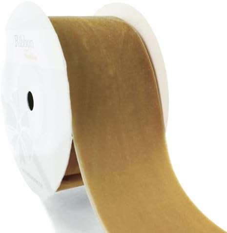 2" Velvet Ribbon Single Sided Soft Plush Luxury Craft Trim for Hair Bows Sewing Gift Wrapping Decorations Floral Arrangements and DIY Projects (Antique Gold, 25 Yards) - Image 4