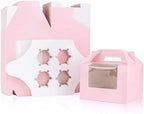 EUSOAR Cupcake Treats Gift Boxes, 5.9" x 5.9" x 4.3" 50Pcs Cupcake Carrier Boxes with insert and Display Window, Bakery Wrapping Party Favor Pastry Packing Take-Out Muffin Carry Boxes Container by EUSOAR