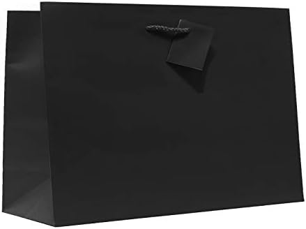 allgala Gift Bags, 12 Pack 16x12x6 Inch Extra Wide Vogue Bag Black Gift Bags with Handles for Birthday, Wedding, Party Supplies, Baby Shower, Holidays, Chirstmas by Allgala