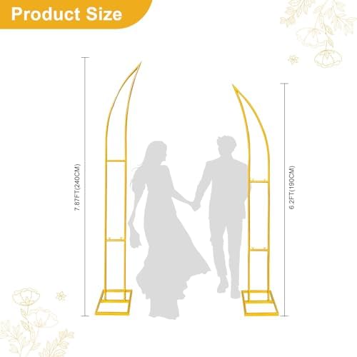 Curved Wedding Arch Backdrop Stand Set of 2, Large Balloon Arch with Rectangular Base (5.9ft,6.9ft) for Ceremony, Party, Baby Shower, Anniversary Celebration Indoor Outdoor Event Decoration. - Image 2