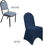 YOUR CHAIR COVERS - 6 Pack Navy Blue Stretch Spandex Banquet Chair Covers - Wedding Slip Premium Quality Cover - Image 5