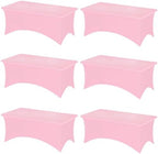 Fixwal 6 Pack 8FT Pink Tablecloth Rectangle Spandex Fitted Table Cover by Fixwal