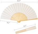 50pcs Cream-Coloured Paper Hand Fan Bamboo Folding fan Handheld Paper Fan - Image 3