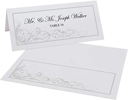 Scribble Vintage Swirl Place Cards, Silver, Set of 150, Pre-cut and Scored - Image 2