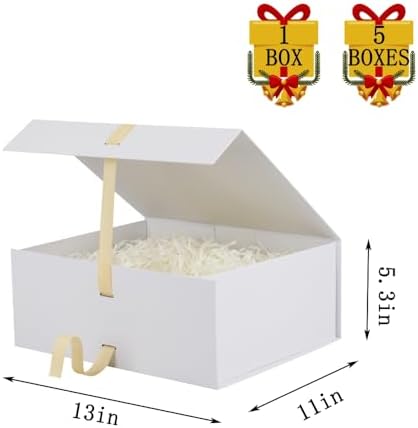 Large Gift Boxes with Lids 5 Pcs 13X11X5.3 In White Magnetic Gift Box Large - Image 3