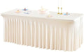 1 Pack Ivory Table Clothes for 8 Foot Rectangle Tables, One-Piece Wrinkle Resistant Stretch Spandex Table Covers with Skirt for Event Banquet Wedding Birthday Party by PartyTalk