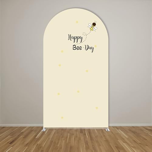 Arch Backdrop Cover Happy Sweet Bee Day Baby Shower Prop Chiara Arch Wall Yellow Honeycomb Bee 1st Birthday Party Baptism Fiesta Parties Decorations (6.6FT,4707) - Image 2