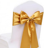 50 Pack Satin Gold Chair Sashes, Gold Chair Bows for Chairs for Wedding Party Decoration, Satin Chair Ribbons for Banquet Hotel Kitchen Decor by JFDYDM