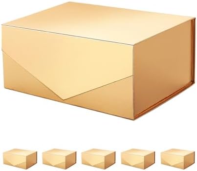 PACKHOME 6 Gold Gift Boxes 9x6.5x3.8in with Magnetic Lids by PACKHOME