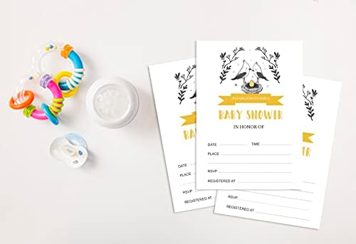 Pack of 30, Boy/Girl Baby Shower Party Collection, Baby Shower Invitation Cards, Fill in the Blank Invites WIth Envelopes, Bird Theme Party Supplies - Image 4