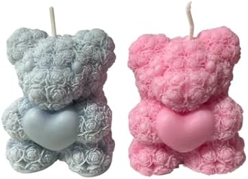 12 Baby Shower Favors Bear Scented Handmade Bear Shaped Candles Bulk for Baby Shower Boys Girls Wedding Gender Reveal Party Guest (Blue,Pink) by Unknown