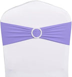 Pack of 50 Spandex Lavender Chair Sashes Bows, Chair Bands Silver Buckles by WENSINL