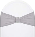 50pcs Grey Stretch Chair Sashes with Buckle for Christmas Wedding Party Banquet Birthday Anniversary Ceremony Reception Celebration Decoration Elastic Spandex Chair Cover Bow Ribbons by SweetEasy