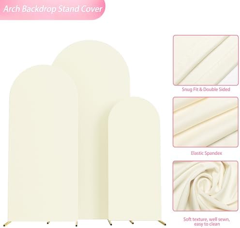 Wokceer Arch Backdrop Cover 6FT,5FT,4FT Ivory Arch Cover Stretchy Backdrop - Image 4